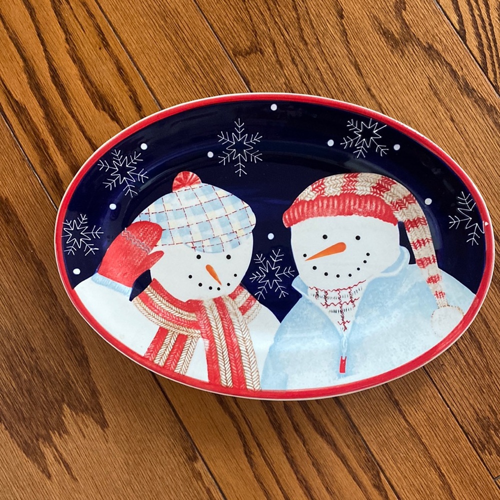 DEBBIE MUMM Snowman Portraits Platter